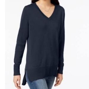 Navy Maison Jules vneck split side hi-low tunic